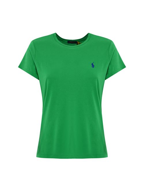 T-shirt con logo pony in cotone Verde POLO RALPH LAUREN | 211898698032